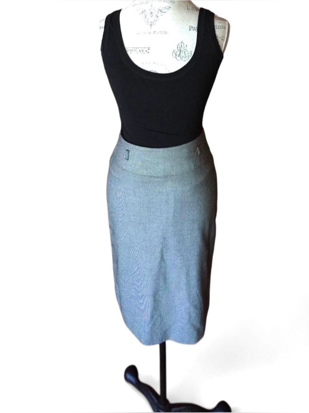 White House Black Market Black & White Midi Pencil Skirt Size 0